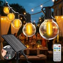 "btfarm" saulės pasakų žibintai lauke su nuotolinio valdymo pulteliu, 30 m 40 + 2 LED pasakų žibintai, lauko saulės, G40 lemputės, atsparūs oro sąlygoms, 8 režimai, saulės pasakų žibintai, skirti sodui, balkonui, šaliai, vestuvėms