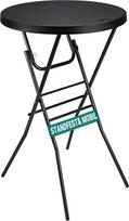"Byliable" sulankstomas baro stalas, skersmuo 70 cm, apvalus, baro stalas ir bistro stalas, lauko, aukštas sulankstomas stalas baro aukštyje, nešiojamas kokteilių stalas su nuimamomis kojelėmis, skirtas naudoti patalpose ir lauke, juodas