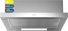 "Cecotec Bolero Flux TLM 606500 Teleskopinis gartraukis 60 cm Inox A. Variklis 165 W, siurbimo galia 650 m3/h, mechaninis valdymas, 2 galios lygiai, apšvietimas ir anglies filtras, nerūdijančio plieno apdaila