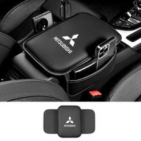1PC Leather Car Logo Armrest Box Pad Center Console Cushion Mat Accessories For Mitsubishi ASX Lancer Pajero Outlander L200 EVO juoda