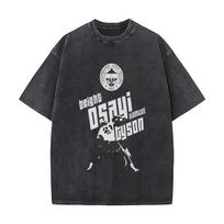 Osayi Dancer Dynamic Action Figure Art Washed Faded Vintage Short Sleeve Fashion Versatile Daily Tee S