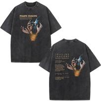 Imagine Dragons Band Loom World Tour  Vintage Fashion Tee Unisex Women Gothic Tshirt Cotton Harajuku Casual washed Tshirts S