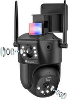 "Ctronics 2-in-1": lauko stebėjimo kamera su dvigubu objektyvu, 2,4/5GHz "WiFi", automobilio sekimas, žmogaus aptikimas, valdymas per telefoną / kompiuterį, 30 m spalvotas naktinis matymas, 24/7 debesų saugykla/128GB TF