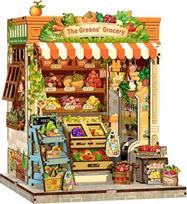 "CUTEBEE Book Nook Dollhouse Kit Build Yourself, A Living Miniature House of Freshness & Love", 3D medinė knygų lentyna, kūrybiška knygų lentynos dekoracija, dovanos (The Greens' Grocery)
