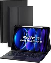 "Doohoeek" dėklas su klaviatūra "iPad Pro" 13 colių M5/M4 (2025/2024), "Bluetooth" belaidis apšviečiamas nuimamas dėklas su klaviatūra ir "Multi-Touch Trackpad", QWERTZ, juodas