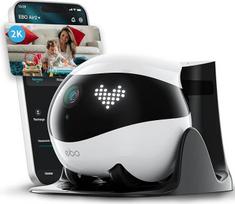 "Enabot EBO Air 2 FamilyBot" išmanusis 2K stebėjimo kameros robotas su savaiminiu įkrovimu, patruliavimo robotas namų stebėjimui, belaidė šunų ir kačių kamera su naktinio matymo funkcija, dvipusiu garsu (balta)