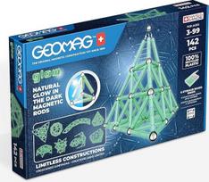 "Geomag", "Glow" perdirbtos magnetinės konstrukcijos su švytėjimo efektu, tamsoje šviečiantys magnetiniai strypai, 142 vnt., 100 % perdirbtas plastikas