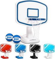 "GoSports Splash Hoop Pro" baseino krepšinio žaidimas su baseino vandens krepšinio lanku, 2 kamuoliais ir siurbliu - baltas