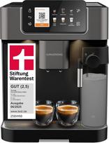"Grundig KVA 8230" visiškai automatinis kavos aparatas, "Stiftung Warentest GUT" (2.5)*, 18 kavos rūšių, su "Cold Brew", išorinė pieno talpykla, 1350 W, 19 barų, juodas/tamsiai sidabrinis