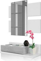 "Habitdesign" prieškambario spintelė su stalčiumi ir veidrodžiu, įėjimo spintelė, modelis "Tekkan Design", "Artik White" ir cemento spalvos, matmenys: 75 cm (plotis x 116 cm (aukštis) x 29 cm (gylis)
