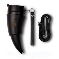 230ml Goat Horns Coffee Mug Faux Leather Strap Water Bottle Water Flask Drinking Cup  Student black