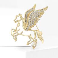 Simple Openwork Pegasus Brooch for Women Rhinestone Animal Horse Pin Friend Event Party New Gifts Jewelry Decoration Accessories