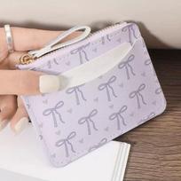 Causal PU Leather Bow Wallet Multi-card Slot Storage Short Card Bag Multi-functional Coin Purse Card Holder Outdoor violetinė