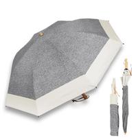 Folding Umbrella suitable for both sunny and rainy UV Protection Gray x Parasol/Long (2-way, days), (99.9%), Durable, Lightweight, Women's (Heather