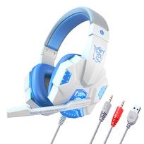 su mikrofonu laidinės žaidimų ausinės kompiuteriui/PC/žaidėjui/mobiliajam telefonui/nešiojamam kompiuteriui pc-white blue
