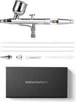 "InoKraft Airbrush" rinkinys su 3 antgaliais 0,2, 0,3 ir 0,5 mm pradedantiesiems - dvigubo veikimo gravitacinis oro teptukas su išpjauta rankena ir instrukcijomis modeliams tapyti