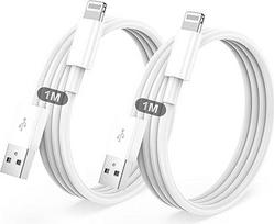 "iPhone" įkrovimo laidas 2 pakuotės 1 m + 1 m USB ir "Lightning" kabelis, sertifikuotas "Apple" greitojo įkrovimo laidas, skirtas "iPhone 14/13/12/11/Pro/ProMax/Mini/XS/XR/MAX/X/8/7/6/6/6s/Plus/SE/iPad Mini