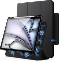 "JETech" magnetinis nuimamas dėklas "iPad Air" 13 colių M4/M3/M2 (2026/2025/2024) su rašiklio laikikliu, nuimamu besisukančiu permatomu dangteliu, portreto/landšafto stovu (juodas)