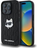 "Karl Lagerfeld" dėklas, suderinamas su "iPhone 16 Pro Max" galiniu dangteliu - "Monogram Choupette Head" - juodas (iPhone 16 Pro Max)