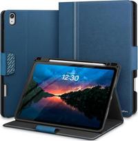 "KingBlanc" dėklas "iPad Air" 11 colių M4/M3/M2 (2026/2025/2024), "Air" 5 kartos 2022 ir "Air" 4 kartos 2020 10,9 colių su pieštuko laikikliu, automatinio miego/budrumo funkcija, veganinės odos apsauginis dėklas, mėlynas
