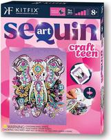 "Kitfix" - "Sequin Art Craft Teen" - Dramblys - paveikslėlis iš siūlų - 21 x 28 cm - rankdarbių rinkinys vaikams ir suaugusiesiems nuo 8 metų - 2411