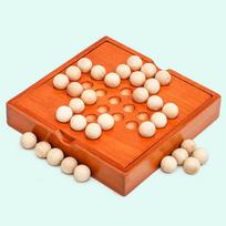 Single Wood Player Chess Marble Solitaire Board Game Iq Logic Challenges For Adults Kids Great Idea For Travel Party Family Fun