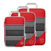 Portable Luggage Storage Bags Set Large Capacity Travel Packing Organizers  Miscellaneous Storage Red-3Pcs