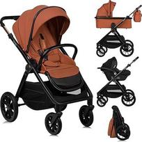 "Lionelo Layla" vežimėlis "3 viename" (0-4 metai, 0-22 kg) Kelionių sistemos rinkinys su sėdyne I, 40-87 cm dydžio, vežimėliu ir sportine sėdyne, atlošiama padėtis, pakaba, PU ratai, UPF50+ gaubtas