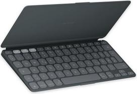"Logitech Keys-to-Go 2" mobilioji belaidė klaviatūra "iPad" su įmontuotu apsauginiu dangteliu, plona ir kompaktiška, skirta "iPad", "iPhone", "Mac" ir "Apple TV", lengvai keičiama, DEU QWERTZ išdėstymas - pilka