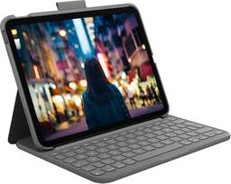 "Logitech Slim Folio" klaviatūros dėklas "iPad" (10 kartos ir A16) su integruota belaide "Bluetooth" klaviatūra - vokiškas QWERTZ išdėstymas - grafito spalvos