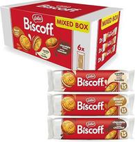 "Lotus Biscoff" dvigubų sausainių pakuotė 3 rūšys 2 pakuotės kiekvienoje rūšyje 15 dvigubų sausainių pakuotėje Natūralios kilmės ingredientai Be dažiklių 6 x 150 g 900 g