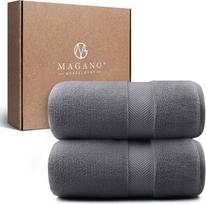 "Magano" prabangių rankšluosčių rinkinys, pilka, 2 x rankšluosčiai 70 x 140 cm, bambuko ir medvilnės, 600 g/m², aukščiausios kokybės, dideli rankšluosčiai voniai, rankšluosčiai rankoms, 2 rinkiniai (akmeninė pilka)