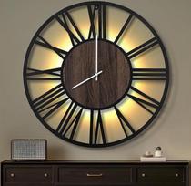 "Maxstar" 80 cm didelis sieninis laikrodis svetainei, veikiantis baterijomis, tylus, nekibirkščiuojantis, medinis, modernus LED sieninis laikrodis miegamajam, garažui, biurui, valgomajam, virtuvės dekorui (romėniški skaitmenys, juodas-32)