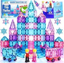 "Montessori" magnetinės statybinės kaladėlės, 116 dalių, įskaitant 2 automobilius, sensorinis žaislas nuo 3 metų, magnetinės statybinės kaladėlės, lavinamasis žaislas, dovana berniukams ir mergaitėms