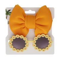 2Pcs Kids Sunglasses Headband Set Baby Unglasses Elastic Nylon Headband Bohemia Beach Seaside Sun Glasses Kids Bow Headwear