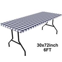 New 30x72inch Spandex Tablecloth 6FT Rectangle Oil-Proof Fitted Table Cover Waterproof Table Protector Dining Tables 30x72inch tamsiai mėlyna spalva