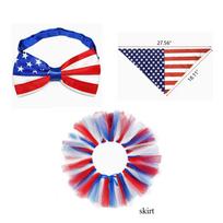 3pcs Dog Outfit Cute Pet Bow Headband and Collar for Small Medium Dog Cat Independence Day 4th of July Party Photo Accessories