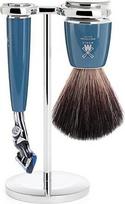 "MÜHLE Rytmo" skutimosi rinkinys - skustuvas, suderinamas su "Gillette" peiliukais, ir skutimosi šepetėlis, juodas pluoštas, laikiklis, nerūdijančio plieno dervos rankena, benzinas