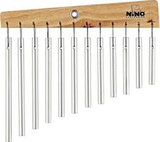 "Nino Percussion" varpeliai su muštuku - su 12 varpelių - vaikams nuo 4 metų - medžio ir aliuminio, natūralūs (NINO580)