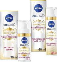 "Nivea Cellular Luminous Anti-Pigment Spot Set" su veido serumu, senėjimą stabdančiu dieniniu kremu su SPF 50, odos priežiūros rinkiniu su hialurono rūgštimi, skirtu visų tipų pigmentinėms dėmėms mažinti
