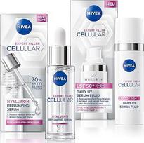 "NIVEA Cellular Serum Routine" rinkinys su hialurono serumu ir UV serumo skysčiu su SPF 50, kasdienė veido odos priežiūra, skirta išlyginti raukšles, lengva ir greitai įsigerianti formulė