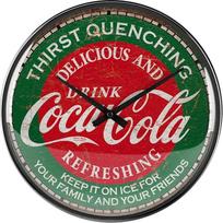 "Nostalgic-Art Retro" sieninis laikrodis, skersmuo 31 cm, "Coca-Cola" - troškulį malšinanti žalia spalva - dovanų idėja kokakolos gerbėjams, originalus licencijuotas produktas (OLP), didelis virtuvės laikrodis, senovinis dizainas