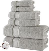"NOVA Luxury Linen" - viešbučio kokybės turkiškų vonios rankšluosčių rinkinys (6 dalių rankšluosčių rinkinys, "Mirage Grey")
