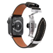 Applicable To Apple Watch Strap Men'S Apple Watch1234567 Generation First Layer Real Cowhide Butterfly Buckle Strap 38/40/41mm