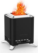 "Onlyfire" 2-in-1 kvadratinis nedūminis ugniakuras su puodo laikikliu ir nešiojimo krepšiu, 16,5 cm nešiojamas stalinis ugniakuras balkonams, kūrenamas mediena ir granulėmis, juodas
