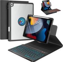 "OYEEICE" dėklas su klaviatūra "iPad 9/8/7" 10,2 colių kartos įrenginiui, padidinta klaviatūra su klaviatūra nuo atšokusių klavišų, skirta "iPad Air 3" 10,5 colių kartos įrenginiui (juoda, 360° pasukama ir nuimama)