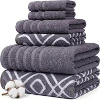 "Pacific Coast Textiles" 6 vnt. siūlais dažytų rankšluosčių "Oxford Gray Lavender", medvilninis, viengubas