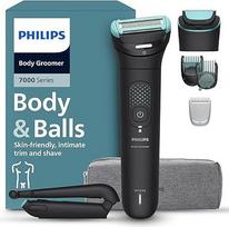 "Philips Bodygroom Series 7000" - skustuvas vyrams, lanksti 2D skutimosi galvutė, triguba apsauga, keičiamos skutimosi galvutės, galima naudoti intymiose vietose, 100 % atsparus dušui, veikia 120 minučių, modelis BG7480/15
