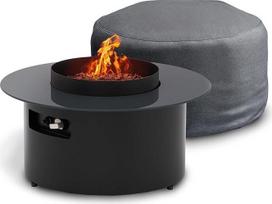 "Planika Dot 2-in-1" kavos staliukas su dujiniu židiniu, balkono ir terasos staliukas, lauko židinys, sodo staliukas, šoninis staliukas, terasų ir balkonų šildytuvas. Tvirtas stalviršis, lengvas valdymas + dangtelis
