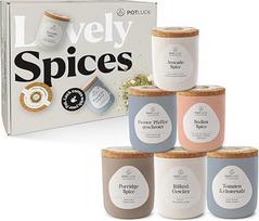 "Potluck" pusryčių klubo 6 prieskonių mišinių rinkinys keraminiame puodelyje Veganiškas, be glitimo ir su natūraliais ingredientais